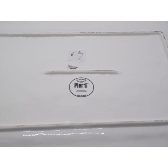 Pier 1 Imports White Dolomite Serving Tray w/Handle Cutouts & ENJOY Text 20" HTF - Picture 9 of 10
